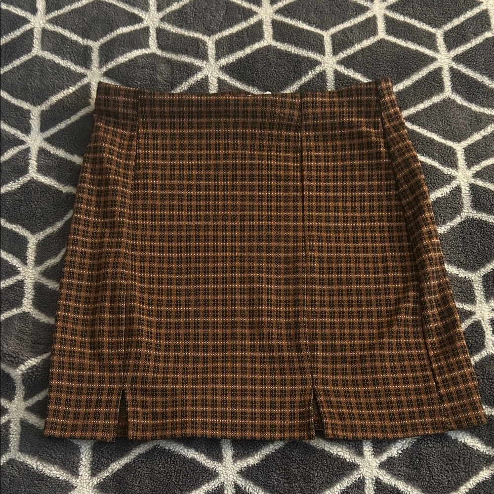 Full Tilt Brown Plaid Mini Skirt